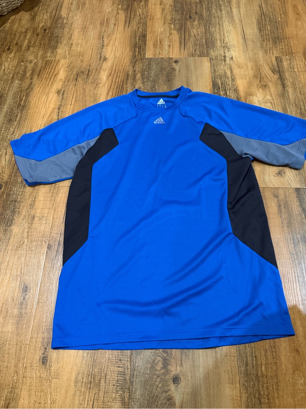 BOGO adidas Men’s Royal Blue Short-Sleeve Athletic Tee with Black & Gray Panels